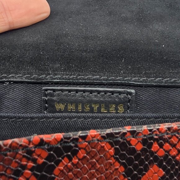 Whistles London Red Black Snake Python Print Leather Flap Clutch Wallet WOC - Picture 5 of 6